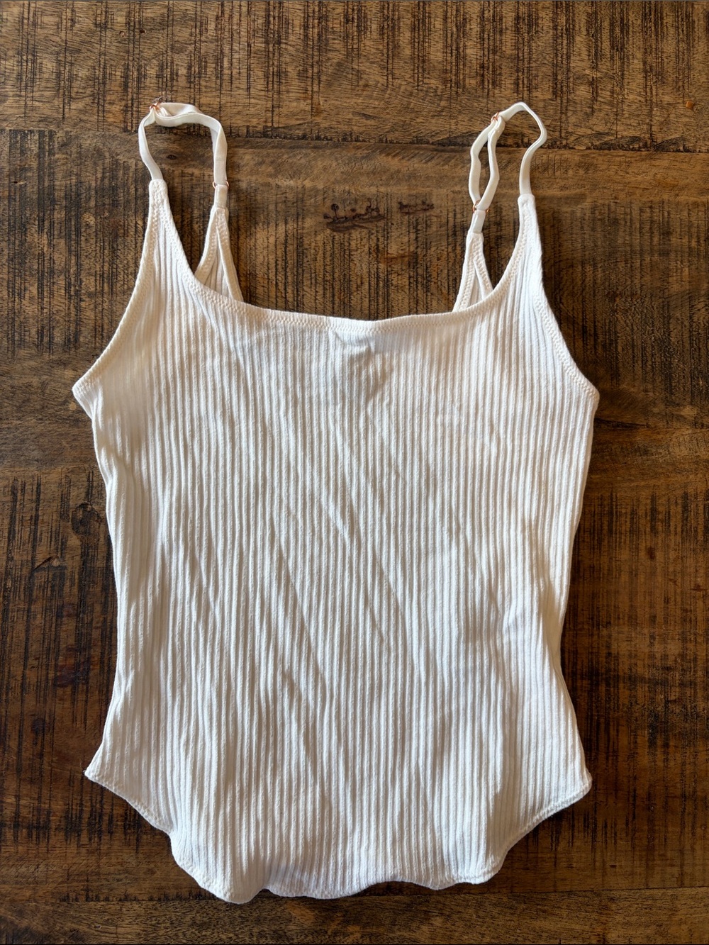 White Ribbed Free People Cami Tank Top